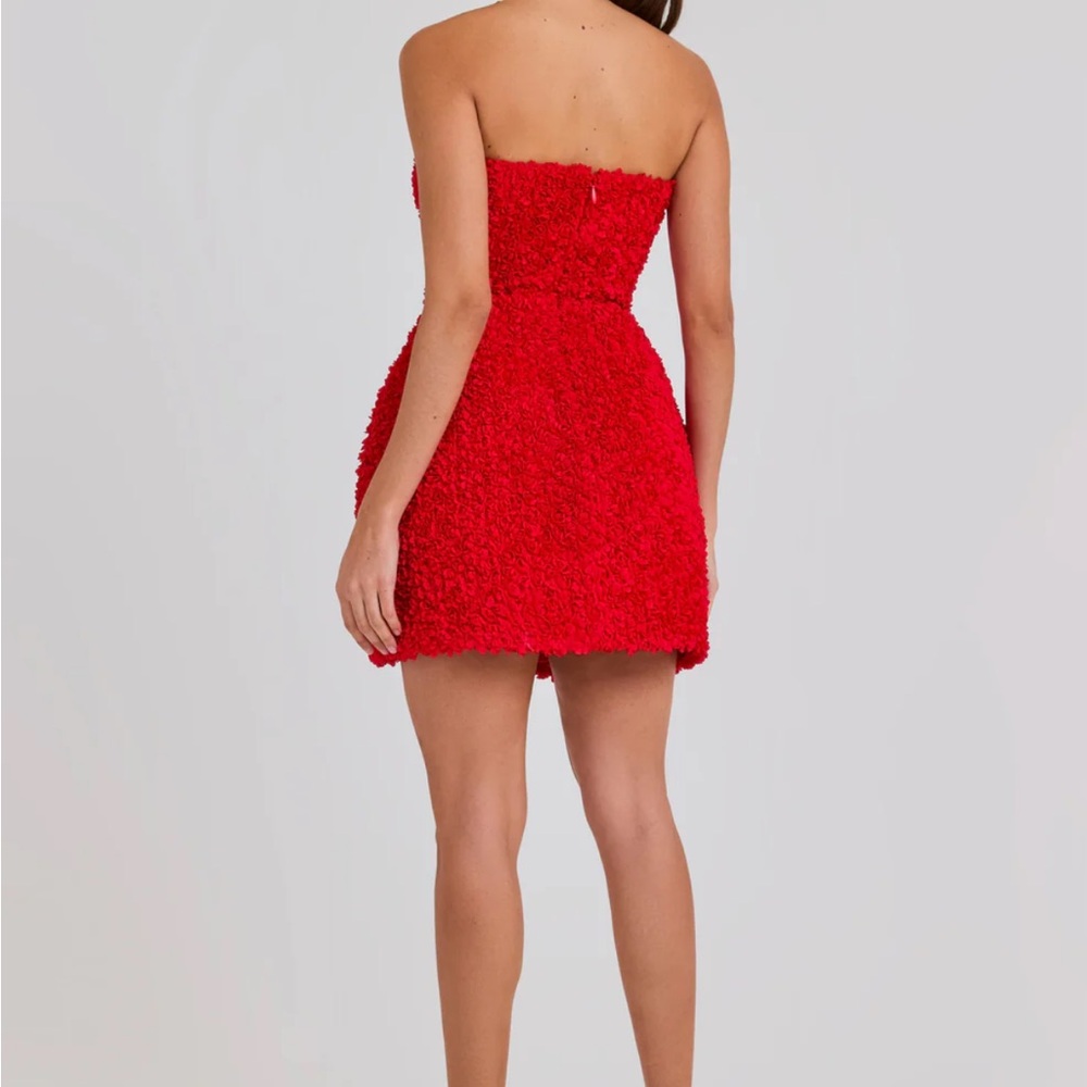 NADINE MERABI Red Strapless Fit and Flare Cocktail Dress